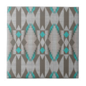 Carreau Gris Brown Turquoise Bleu Vert Ethnic Tribe Art (Devant)