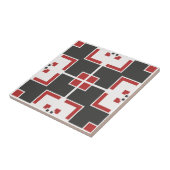 Carreau Gris foncé Blanc et rouge Mosaïque géométrique mod (Côté)