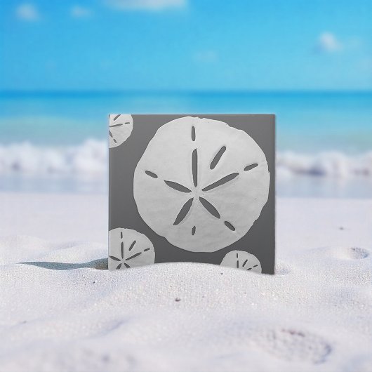 Carreau Gris foncé et dollar de sable de plage tropical bl
