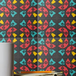 Carreau gris foncé Turquoise rouge jaune Abstrait géométri<br><div class="desc">Ce magnifique carrelage en céramique présente un design dynamique et moderne, agrémenté d'un ensemble fascinant de formes géométriques. Avec une palette de teintes exquise, dont le gris, le bleu, le rouge et le jaune, ce carrelage allie sans effort l'esprit contemporain à l'attrait saisissant. Ajoutez une touche de sophistication et de...</div>