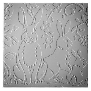Carreau Gris Ombre Lapin Bois Embossés Nature Florale