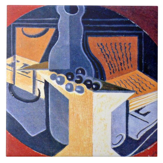 Carreau Gris - Raisins, Carafe et livre (Devant)