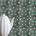 Carreau Gris vert noir blanc foncé Art géométrique rayé<br><div class="desc">Décor moderne et cool de carreaux avec un motif d'art contemporain en vert,  gris,  noir et blanc.</div>