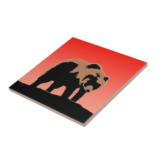 Carreau Grizzly Bear au coucher du soleil - Art original d (Côté)