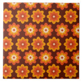 Carreau Groovy retro 70s boho hippie orange flower pattern (Devant)