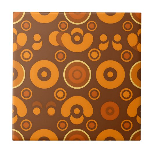 Carreau Groovy Retro Circles Abstract Pattern 1970s  (Devant)