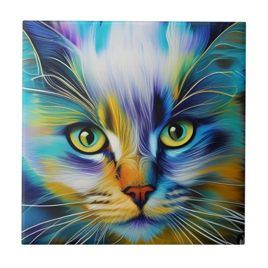 Carreau Gros plan d'un chaton siamois coloré (Devant)