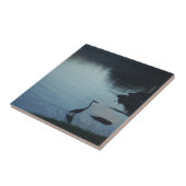 Carreau Grue au lac au coucher du soleil (Côté)