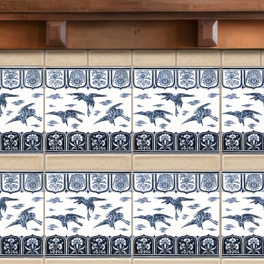 Carreau Grues en vol par Christopher Dresser Victorian