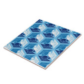 Carreau Grues japonaises, marine, blanche et bleu clair  (Côté)