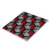 Carreau Grues japonaises, rouge, gris / gris / noir  (Côté)