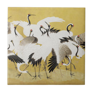 Carreau Grues Japonaises Vintage Oiseau Classique