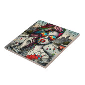 Carreau Grunge Art | Femme fracturée Abstraite (Côté)