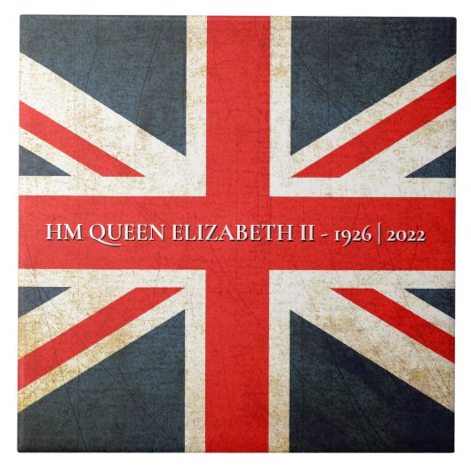 Carreau Grunge British Union Jack QE2 Carrelage commémorat (Devant)