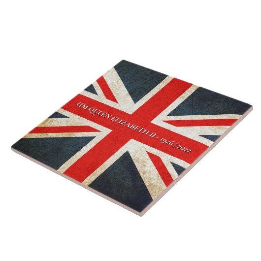Carreau Grunge British Union Jack QE2 Carrelage commémorat (Côté)