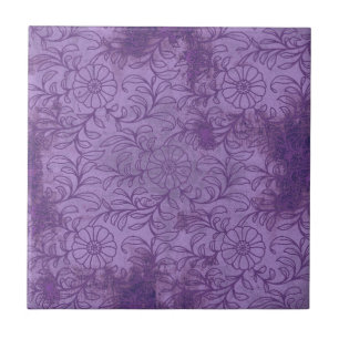 Carreau Grunge Floral Violet