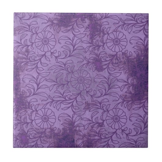Carreau Grunge Floral Violet (Devant)