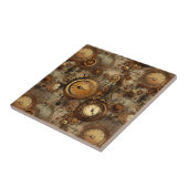 Carreau Grunge Rustic Steampunk Horloge (3) (Côté)