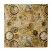 Carreau Grunge Rustic Steampunk Horloge (5) (Devant)