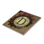 Carreau Grunge Steampunk Gears Monogramme Lettre D (Côté)