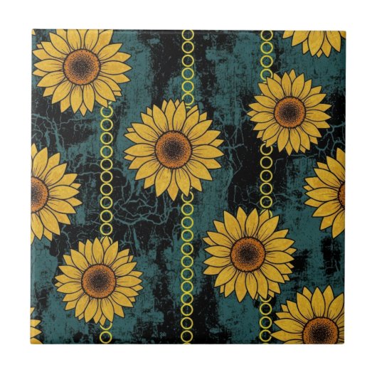 Carreau Grunge Sunflower & Chain Stripe (Devant)