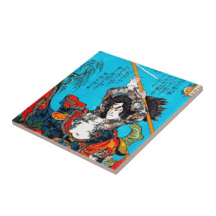 Carreau Guerrier samouraï antique japonais oriental frais 