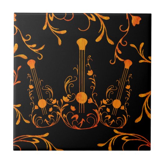 Carreau Guitare en bois défilé (Devant)
