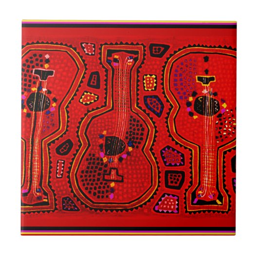 Carreau Guitares indiennes Kuna (Devant)