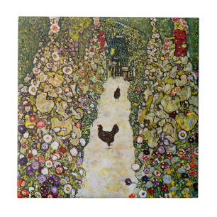 Carreau Gustav Klimt - Chemin de jardin avec poules