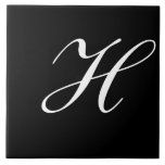 Carreau H Monogramme initial blanc sur noir<br><div class="desc">Lettre blanche classique Monogramme sur Arrière - plan noir,  H.</div>