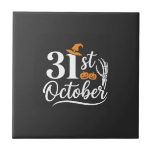 Carreau Halloween 31 octobre Citrouille Sorcière Chapeau D