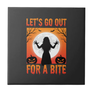 Carreau Halloween Allons Sortir Pour Une Morsure Horreur
