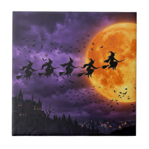 Carreau Halloween avec Lune et Sorcière