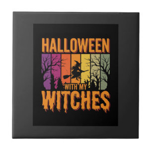 Carreau Halloween Avec Mes Sorcières Rétro Coucher De Sole