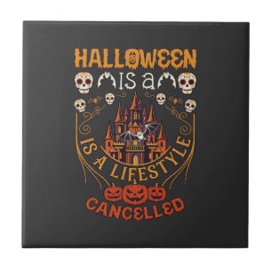 Carreau Halloween Est Lifestyle Annulé Château Crânes Pomp