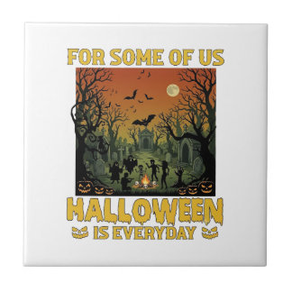 Carreau Halloween Est Quotidien Cimetière Zombies Feu De J