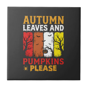 Carreau Halloween Feuilles d'Automne et Citrouilles Design