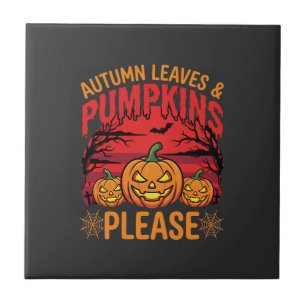 Carreau Halloween Feuilles d'Automne et Citrouilles S'il V