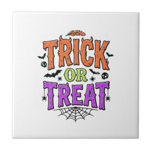 Carreau Halloween Friandise Drôle Toile d'araignée Rétro_1