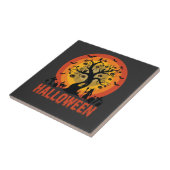 Carreau Halloween Haunted Tree Witch and Black Cats (Côté)