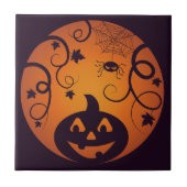 Carreau Halloween Jack-o'-lantern citrouille visage et ara (Devant)