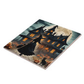 Carreau Halloween Maison et sorcière hantée (Côté)
