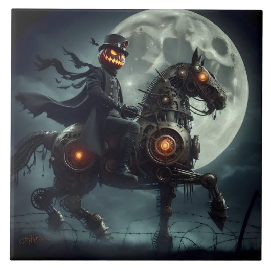 Carreau Halloween Steampunk Cavalier sans tête (Devant)