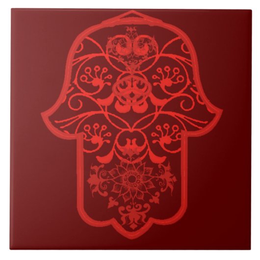 Carreau Hamsa florale (rouge) (Devant)