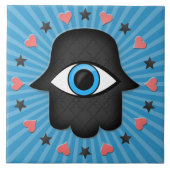 Carreau hamsa khamsa Œil dans la main de la déesse (Devant)