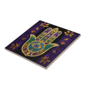 Carreau Hamsa Troisième Œil Orné Or (Côté)