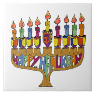 Carreau Hanoukka Dreidel Menorah de Judée