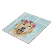 Carreau Happy Flower Animal dans Blue Forest-Dog-Retriever (Côté)
