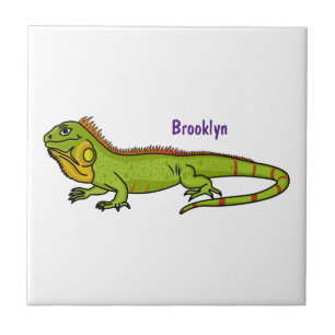 Carreau Happy green iguana cartoon