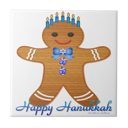 Carreau Happy Hanoukka Gingerbread Man Menorah (Devant)